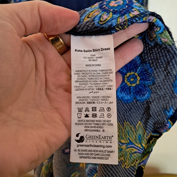 Boden Kate Satin Shirt Dress Navy Floral - Picture 11 of 11